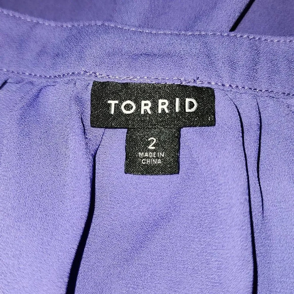 Torrid Womens Purple Georgette Split Tie Neck Tank Top Shirt 2 2X - Picture 3 of 4